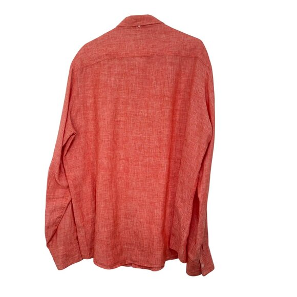 Claiborne Mens Red Long Sleeve 100% Linen Dress Shirt Size XL Button-Up Slim Fit - Picture 8 of 10